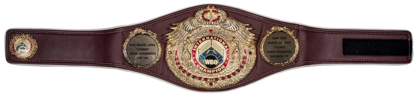 2014 Juan Manuel Lopez Autographed WBO Super Featherweight Championship Belt (Lopez LOA) 